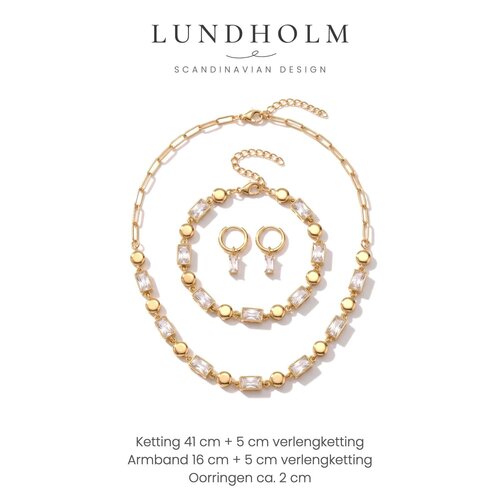 Lundholm Kate – Dreiteiliges Schmuckset mit Zirkonia – Goldfarben Lundholm Kate – Dreiteiliges Schmuckset mit Zirkonia – Goldfarben