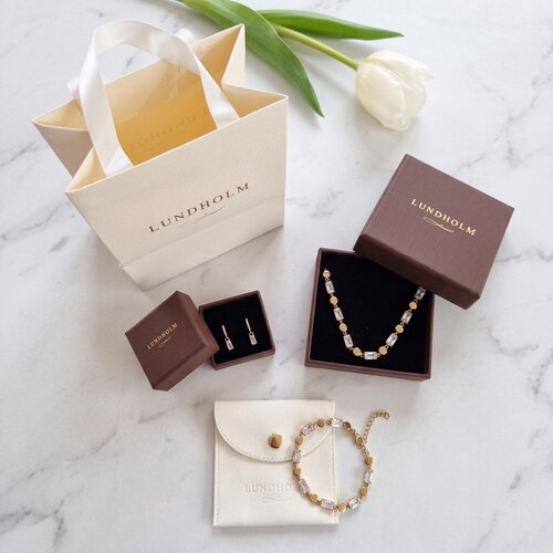 Lundholm Kate – Dreiteiliges Schmuckset mit Zirkonia – Goldfarben Lundholm Kate – Dreiteiliges Schmuckset mit Zirkonia – Goldfarben