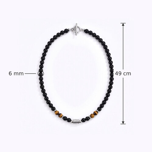 Lundholm Leif – Men's Beaded Necklace with Tiger's Eye – Black
