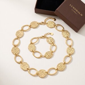 Lundholm Victoria – Coin Necklace & Bracelet Set – Gold-Tone