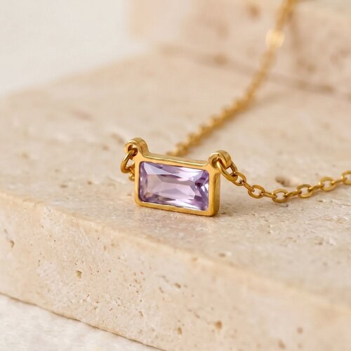 Lundholm Embla – Birthstone Necklace – February – Gold-Tone Lundholm Embla – Birthstone Necklace – February – Gold-Tone