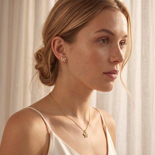 Lundholm Edda – Butterfly Necklace & Stud Earrings Set – Gold-Tone Lundholm Edda – Butterfly Necklace & Stud Earrings Set – Gold-Tone