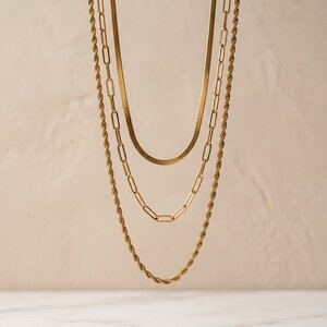 Lundholm Manou – Triple Layered Necklace – Gold-Tone Lundholm Manou – Triple Layered Necklace – Gold-Tone