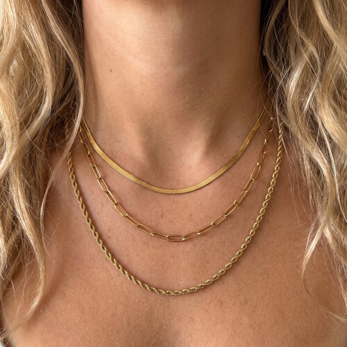 Lundholm Manou – Triple Layered Necklace – Gold-Tone Lundholm Manou – Triple Layered Necklace – Gold-Tone