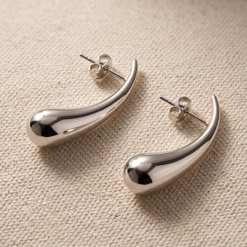Lundholm Mirthe – Teardrop Earrings 3 cm – Silver-Tone Lundholm Mirthe – Teardrop Earrings 3 cm – Silver-Tone