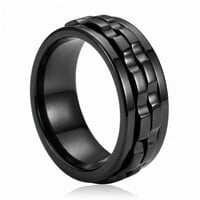 Sten – Heren Fidget Ring / Spinner Ring – Maat 60 – Zwart