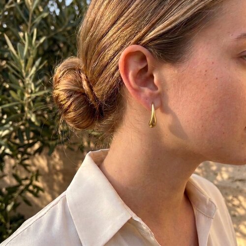 Lundholm Mirthe – Teardrop Earrings 3 cm – Gold-Tone Lundholm Mirthe – Teardrop Earrings 3 cm – Gold-Tone