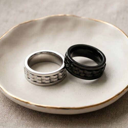 Lundholm Lundholm Sten – Men's Fidget Ring / Spinner Ring – Size 62 – Black Lundholm Lundholm Sten – Men's Fidget Ring / Spinner Ring – Size 62 – Black