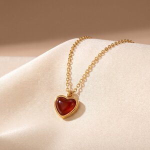 Lundholm Emilia – Ketting met Rood Hartje – Goudkleurig Lundholm Emilia – Ketting met Rood Hartje – Goudkleurig
