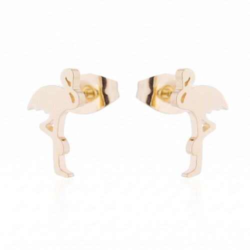 Lundholm Mingo – Flamingo Stud Earrings – Gold-Tone Lundholm Mingo – Flamingo Stud Earrings – Gold-Tone