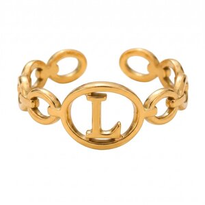 Lundholm Quincy – Adjustable Initial Ring – Letter L – Gold-Tone Lundholm Quincy – Adjustable Initial Ring – Letter L – Gold-Tone