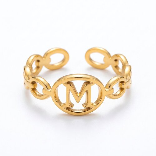 Lundholm Quincy – Adjustable Initial Ring – Letter M – Gold-Tone Lundholm Quincy – Adjustable Initial Ring – Letter M – Gold-Tone
