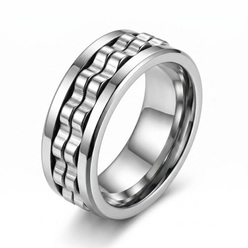 Lundholm Lundholm Sten – Men's Fidget Ring / Spinner Ring – Size 65 – Silver-Tone Lundholm Lundholm Sten – Men's Fidget Ring / Spinner Ring – Size 65 – Silver-Tone