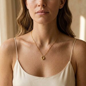 Lundholm Halo – Necklace with Open Round Pendant – Gold-Tone Lundholm Halo – Necklace with Open Round Pendant – Gold-Tone