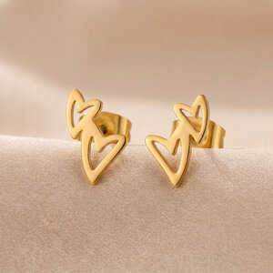 Lundholm Livy – Double Heart Stud Earrings for Women – Gold-Tone Lundholm Livy – Double Heart Stud Earrings for Women – Gold-Tone