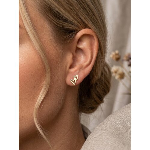 Lundholm Livy – Double Heart Stud Earrings for Women – Gold-Tone Lundholm Livy – Double Heart Stud Earrings for Women – Gold-Tone