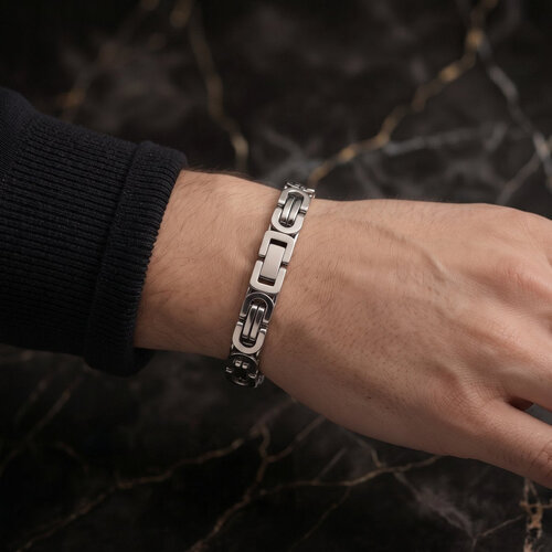 Lundholm Sören – Men's Byzantine Chain Bracelet – Silver-Tone Lundholm Sören – Men's Byzantine Chain Bracelet – Silver-Tone