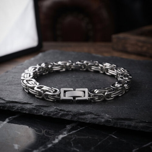 Lundholm Sören – Men's Byzantine Chain Bracelet – Silver-Tone Lundholm Sören – Men's Byzantine Chain Bracelet – Silver-Tone