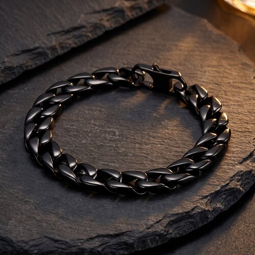 Lundholm Axel – Heren Armband met Cuban Link – Zwart Lundholm Axel – Heren Armband met Cuban Link – Zwart
