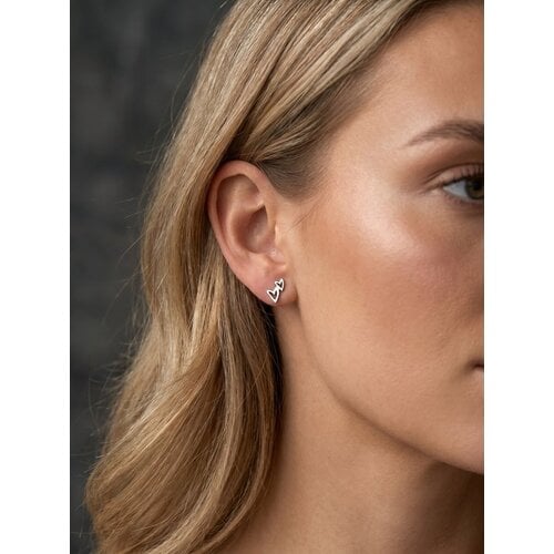 Lundholm Livy – Double Heart Stud Earrings for Women – Silver-Tone Lundholm Livy – Double Heart Stud Earrings for Women – Silver-Tone
