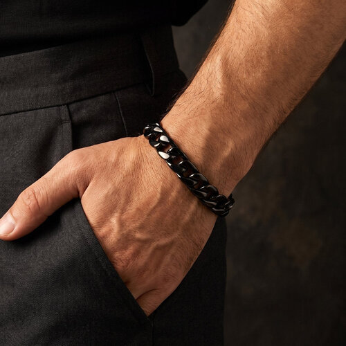 Lundholm Axel – Heren Armband met Cuban Link – Zwart Lundholm Axel – Heren Armband met Cuban Link – Zwart