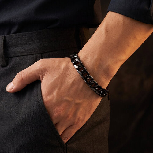 Lundholm Axel – Heren Armband met Cuban Link – Zwart Lundholm Axel – Heren Armband met Cuban Link – Zwart
