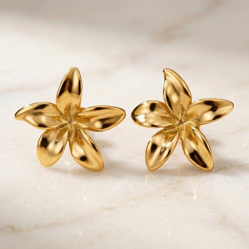 Lundholm Harper – Flower Statement Earrings – Gold-Tone Lundholm Harper – Flower Statement Earrings – Gold-Tone