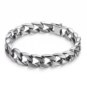 Lundholm Axel – Men's Cuban Link Bracelet – Silver-Tone Lundholm Axel – Men's Cuban Link Bracelet – Silver-Tone