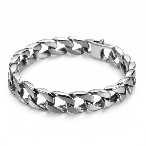Lundholm Axel – Men's Cuban Link Bracelet – Silver-Tone Lundholm Axel – Men's Cuban Link Bracelet – Silver-Tone