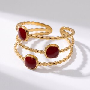 Lundholm Maeve – Statement Ring with Square Stones – Red Lundholm Maeve – Statement Ring with Square Stones – Red