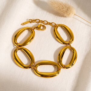 Lundholm Delphine – Grove Schakelarmband met Ovale Schakels – Goudkleurig Lundholm Delphine – Grove Schakelarmband met Ovale Schakels – Goudkleurig