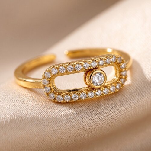 Lundholm Nella – Verstelbare Fidget Ring met Zirkonia – Goudkleurig Lundholm Nella – Verstelbare Fidget Ring met Zirkonia – Goudkleurig