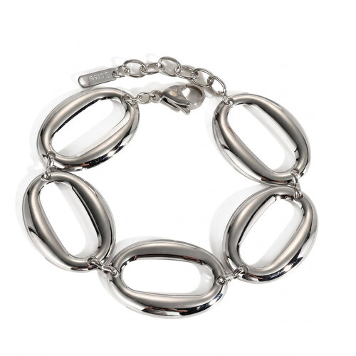 Lundholm Delphine – Chunky Link Bracelet with Oval Links – Silver-Tone Lundholm Delphine – Chunky Link Bracelet with Oval Links – Silver-Tone