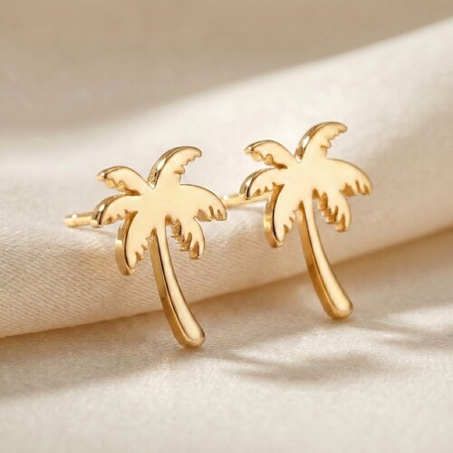 Lundholm Palm – Palm Tree Stud Earrings – Gold-Tone Lundholm Palm – Palm Tree Stud Earrings – Gold-Tone