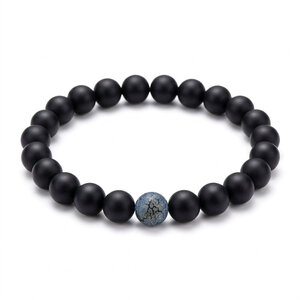 Lundholm Odin – Men's Beaded Bracelet Weathered Agate 8 mm – Black Lundholm Odin – Men's Beaded Bracelet Weathered Agate 8 mm – Black
