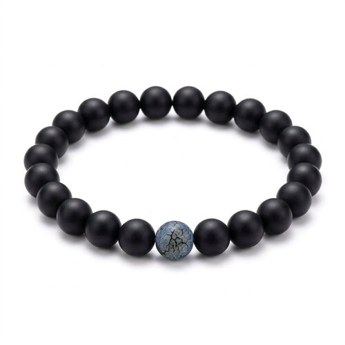 Lundholm Odin – Men's Beaded Bracelet Weathered Agate 8 mm – Black Lundholm Odin – Men's Beaded Bracelet Weathered Agate 8 mm – Black