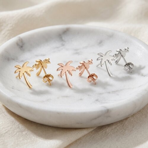 Lundholm Palm – Palm Tree Stud Earrings – Gold-Tone Lundholm Palm – Palm Tree Stud Earrings – Gold-Tone