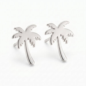 Lundholm Palm – Palm Tree Stud Earrings – Silver-Tone Lundholm Palm – Palm Tree Stud Earrings – Silver-Tone