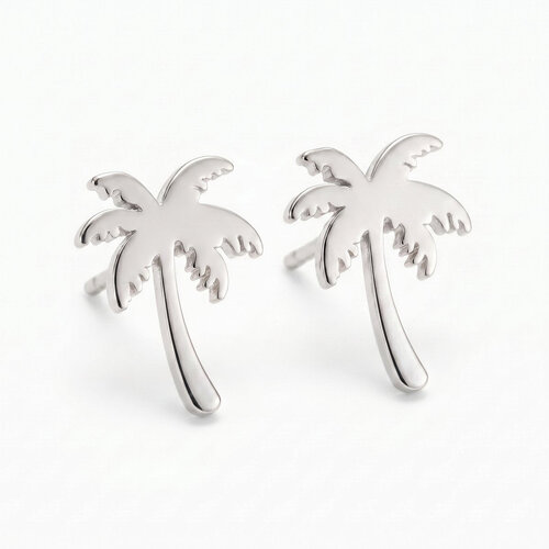 Lundholm Palm – Palm Tree Stud Earrings – Silver-Tone Lundholm Palm – Palm Tree Stud Earrings – Silver-Tone