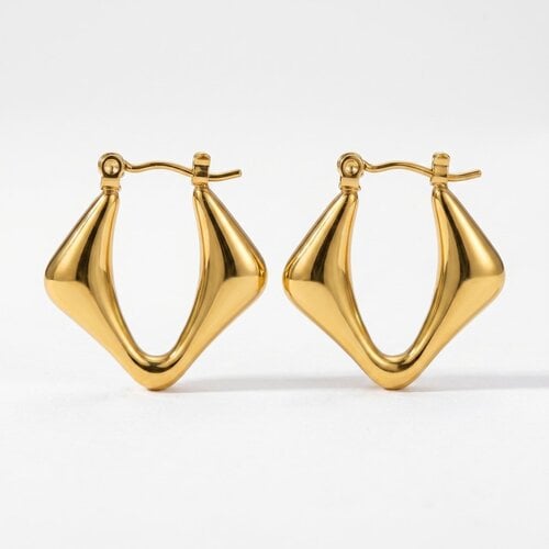 Lundholm Vivey – Geometric Hoop Earrings – Gold-Tone Lundholm Vivey – Geometric Hoop Earrings – Gold-Tone