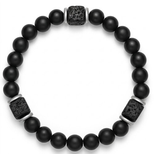 Lundholm Sigurd – Men's Beaded Bracelet Lava Stone with Cubes 8 mm – Black Lundholm Sigurd – Men's Beaded Bracelet Lava Stone with Cubes 8 mm – Black