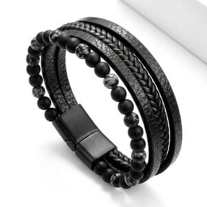Lundholm Björn – Heren Kralenarmband Sneeuwvlokobsidiaan 8 mm – Zwart Wit Lundholm Björn – Heren Kralenarmband Sneeuwvlokobsidiaan 8 mm – Zwart Wit