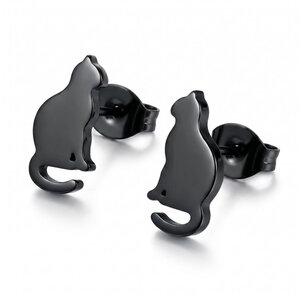 Lundholm Minou – Kat Oorknopjes – Zwart Lundholm Minou – Kat Oorknopjes – Zwart
