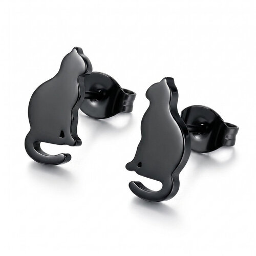 Lundholm Minou – Cat Stud Earrings – Black Lundholm Minou – Cat Stud Earrings – Black
