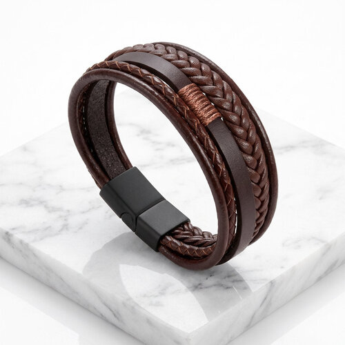 Lundholm Julian – 5-Laags Heren Armband van Kunstleer – Bruin Lundholm Julian – 5-Laags Heren Armband van Kunstleer – Bruin