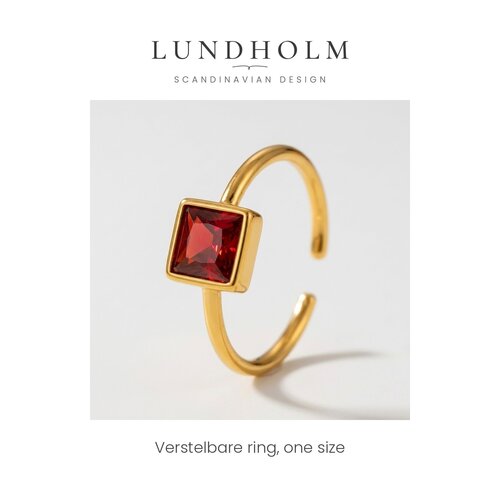 Lundholm Julie – Verstelbare Ring met Rode Steen – Goudkleurig Lundholm Julie – Verstelbare Ring met Rode Steen – Goudkleurig