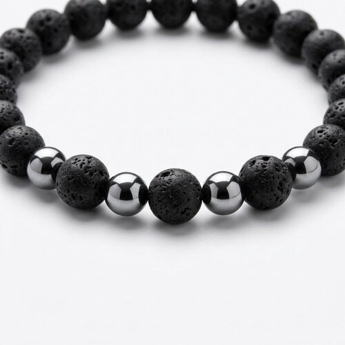 Lundholm Emil – Heren Kralenarmband Lavasteen 6 mm – Zwart