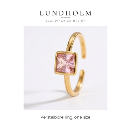 Lundholm Julie – Verstelbare Ring met Roze Zirkonia – Goudkleurig Lundholm Julie – Verstelbare Ring met Roze Zirkonia – Goudkleurig
