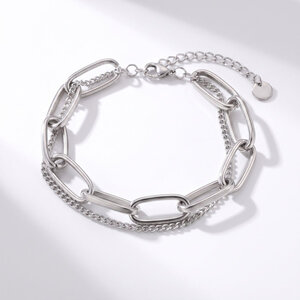 Lundholm Nicola – Dubbellaags Schakelarmband – Zilverkleurig Lundholm Nicola – Dubbellaags Schakelarmband – Zilverkleurig