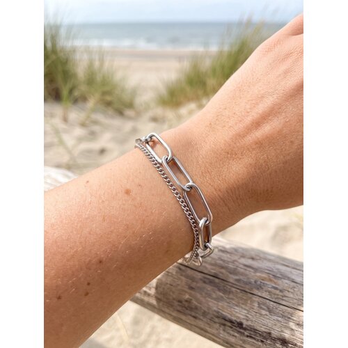 Lundholm Nicola – Double Layer Link Bracelet – Silver-Tone Lundholm Nicola – Double Layer Link Bracelet – Silver-Tone